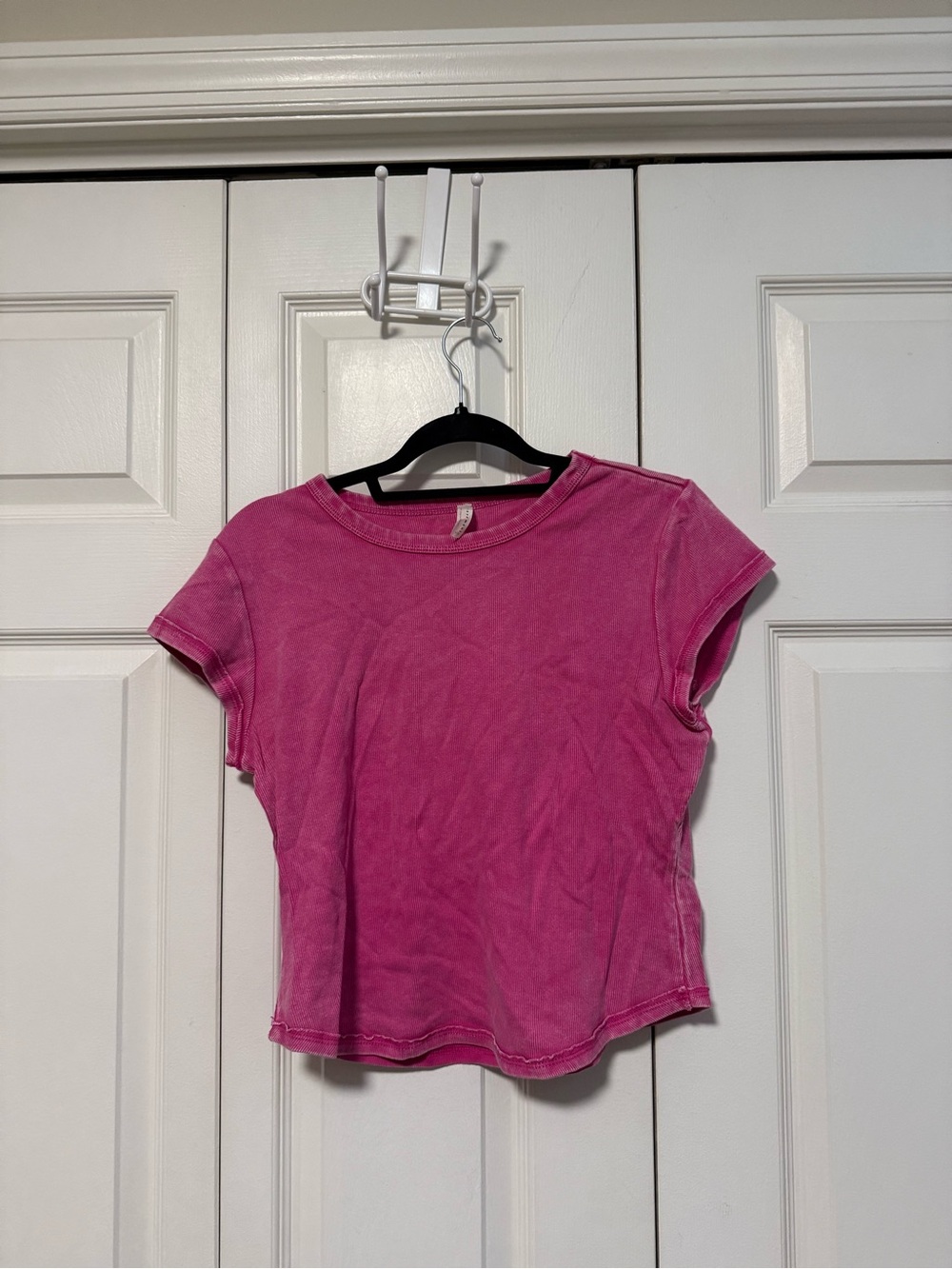 Free People Vintage Wash Magenta Short Sleeve Crewneck Tee